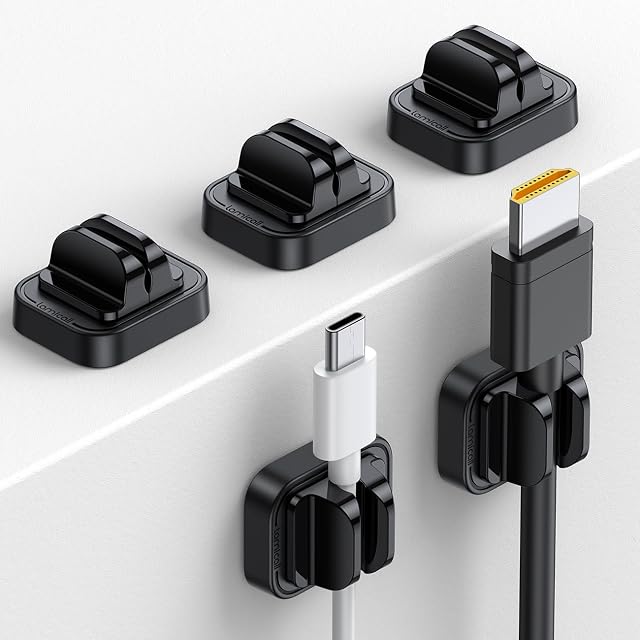 5Pack Cable Spring Holder Clips, Organisateur de cordon pour le bureau - Lamicall Clip à cordon réglable, Organisateur de porte-fils, Téléphone USB Chargeur Cable Holder, Gestion de fil pour le bureau mural de voiture, Mom Gift