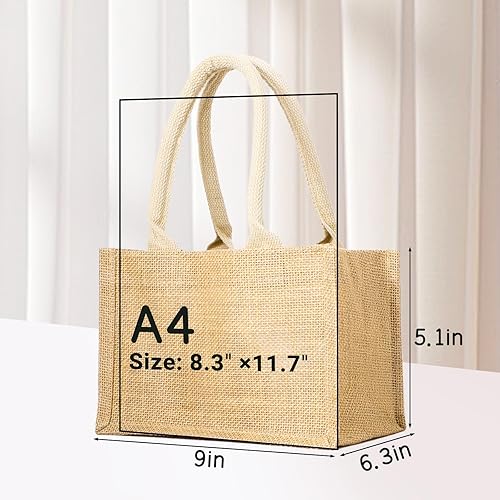 Miniatura 9 de Segarty Bolsas de yute, 1 paquete pequeño de yute de arpillera reutilizable, bolsa de regalo de lona con asas, bolsa en blanco a granel para dama de