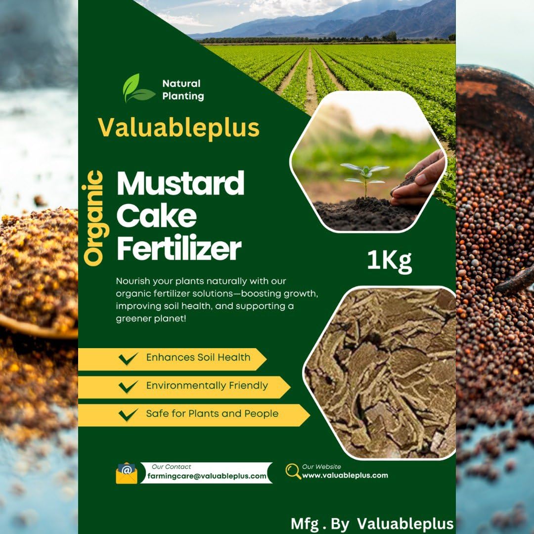 Valuableplus® Mustard Cake 1Kg (Sarso Khali) Fertilizer for Flower, Fruit & Vegetable, Fertilizer, Manure, Potting Mixture for Plants (Mustard Powder 1kg)