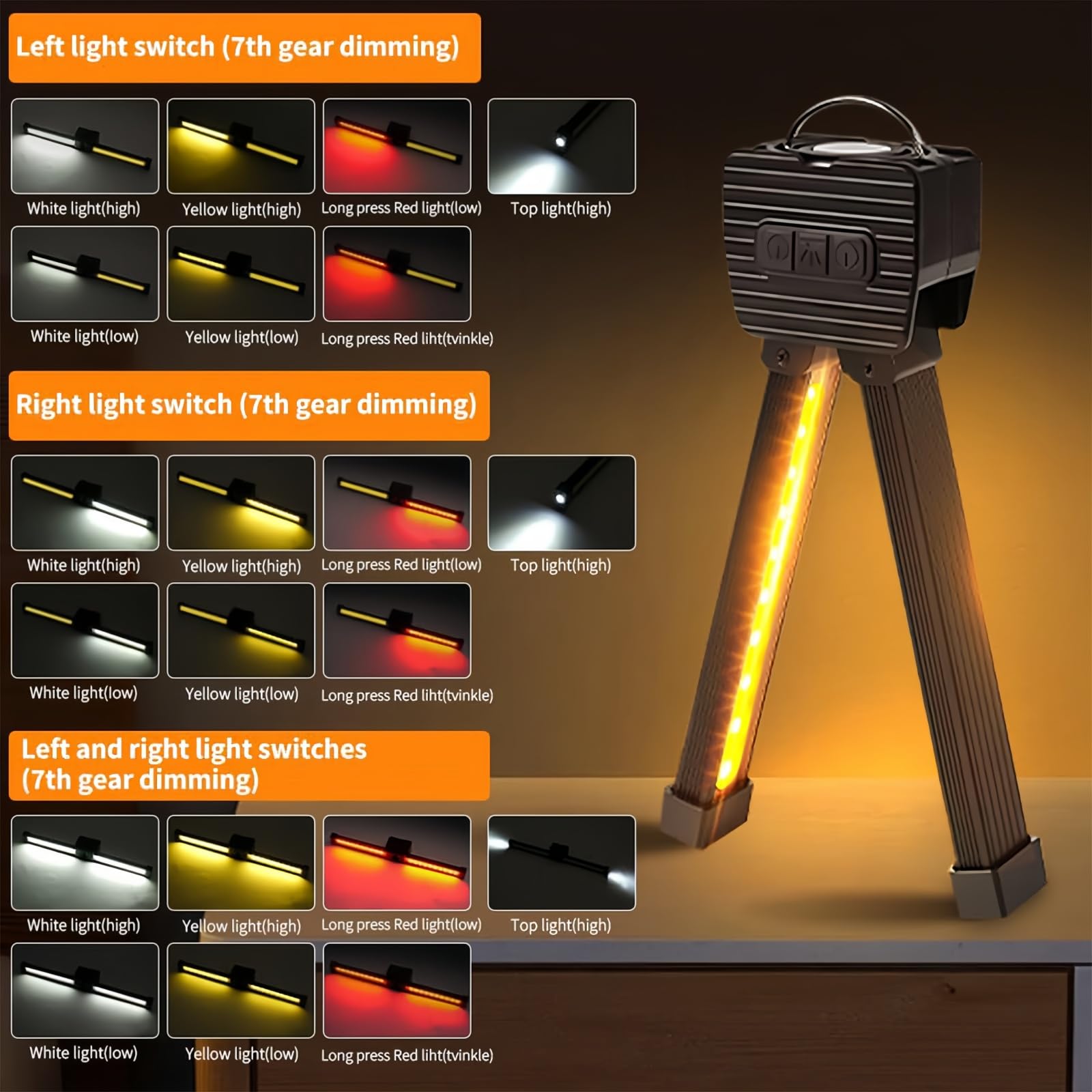 flinronic Lampe de Gym pour Posing, Lampe de Posing LED Pliable, Lampes de Travail Magnétique, avec Variateur d'intensité à 7 Vitesses, Selfie avec Pliage à 180 Degrés, pour Fitness, Camping, Maison