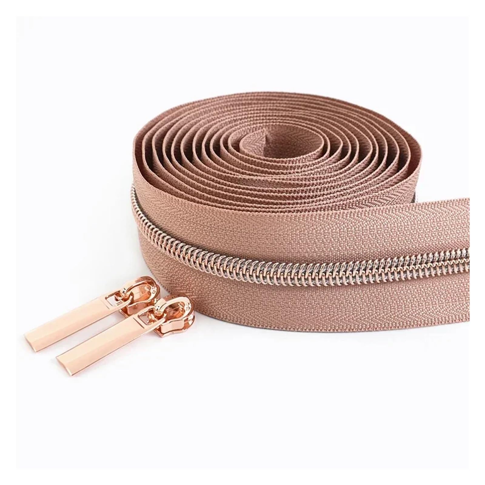 Zippers Nylon, Nylon Zipper Repair Kit with 2 Slider Pulls 2 Meters Zipper Tape 5# Multicolor(M787rosegold)