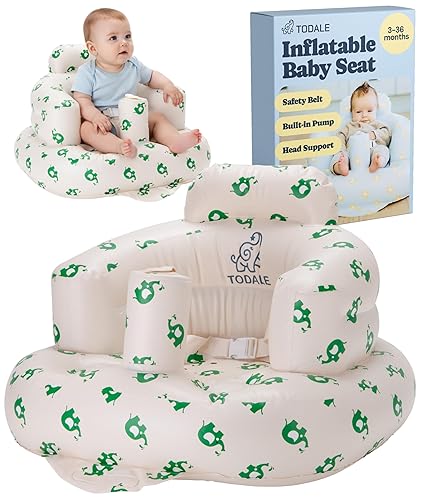 Miniatura 10 de Todale Asiento inflable para bebé de 3 a 24 meses, silla inflable con cinturón de seguridad, bomba integrada, silla de piso de regalo de Navidad