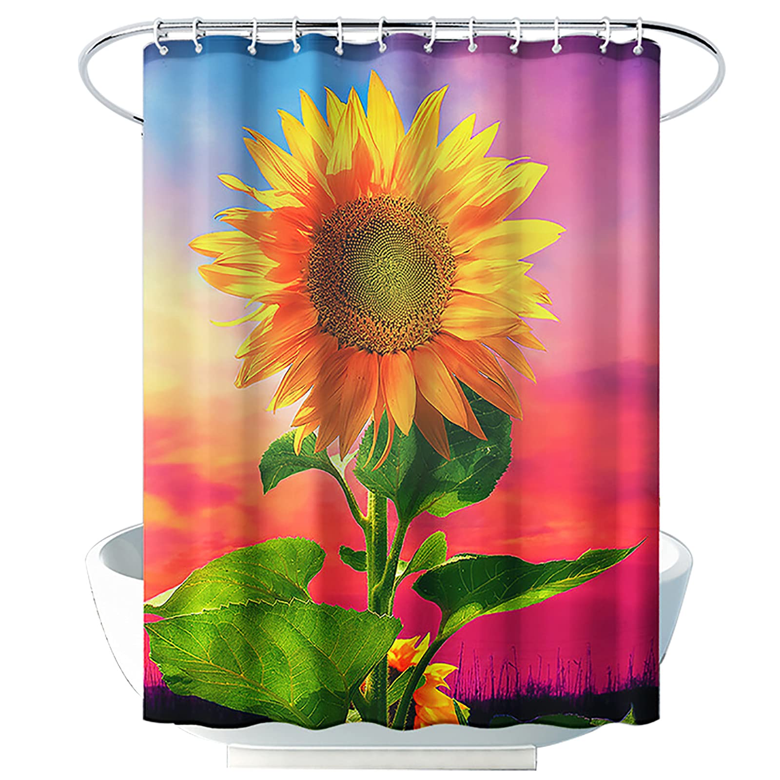 Rideau de douche de qualité supérieure tournesol tissu lesté 150x180