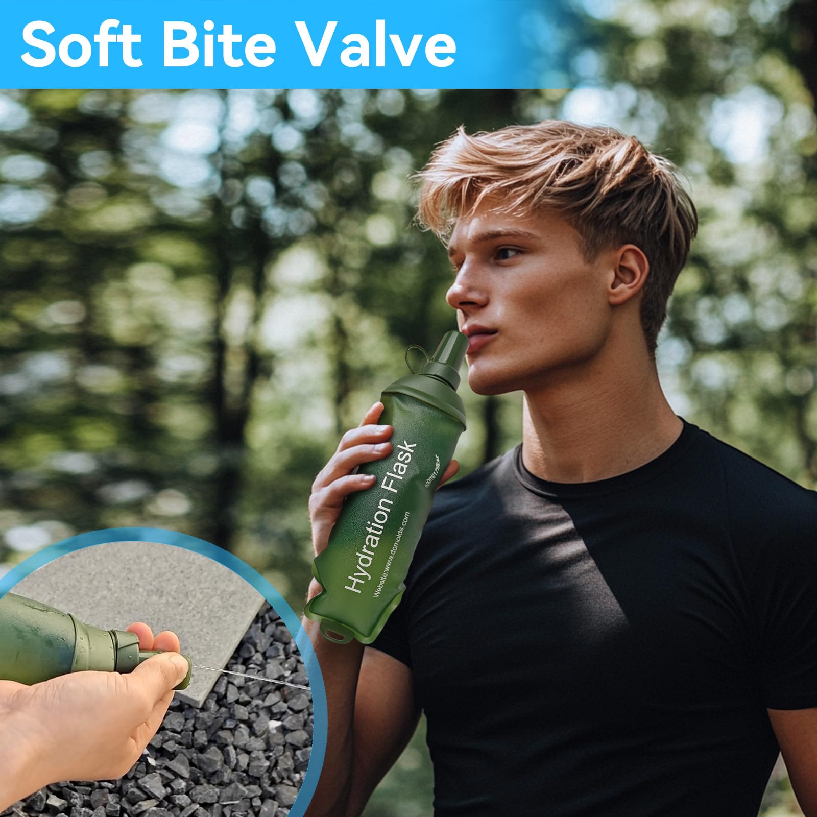 FR Faltbare Silikon-Trinkflasche 250 Ml – Weich, Auslaufsicher, Für Sport & Outdoor, Schwarz