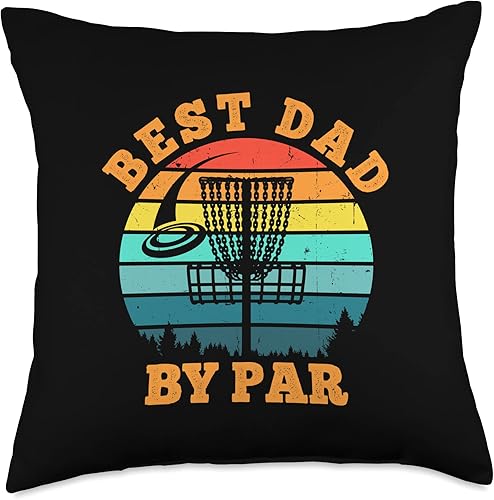 Best Dad by Par Disc Golf Funny Design Co Best Dad by Par Disc Golf Divertida almohada para el día del padre, 18 x 18 pulgadas, multicolor