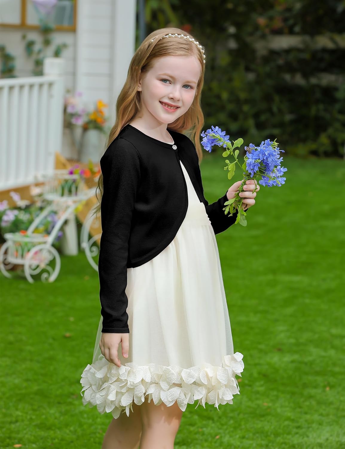 Yekaty Girls Sweaters Long Sleeve Cardigan Bolero Shrugs Button Down Closure Cover Up Tops for Toddler Kids 4-12 Years - Image 4