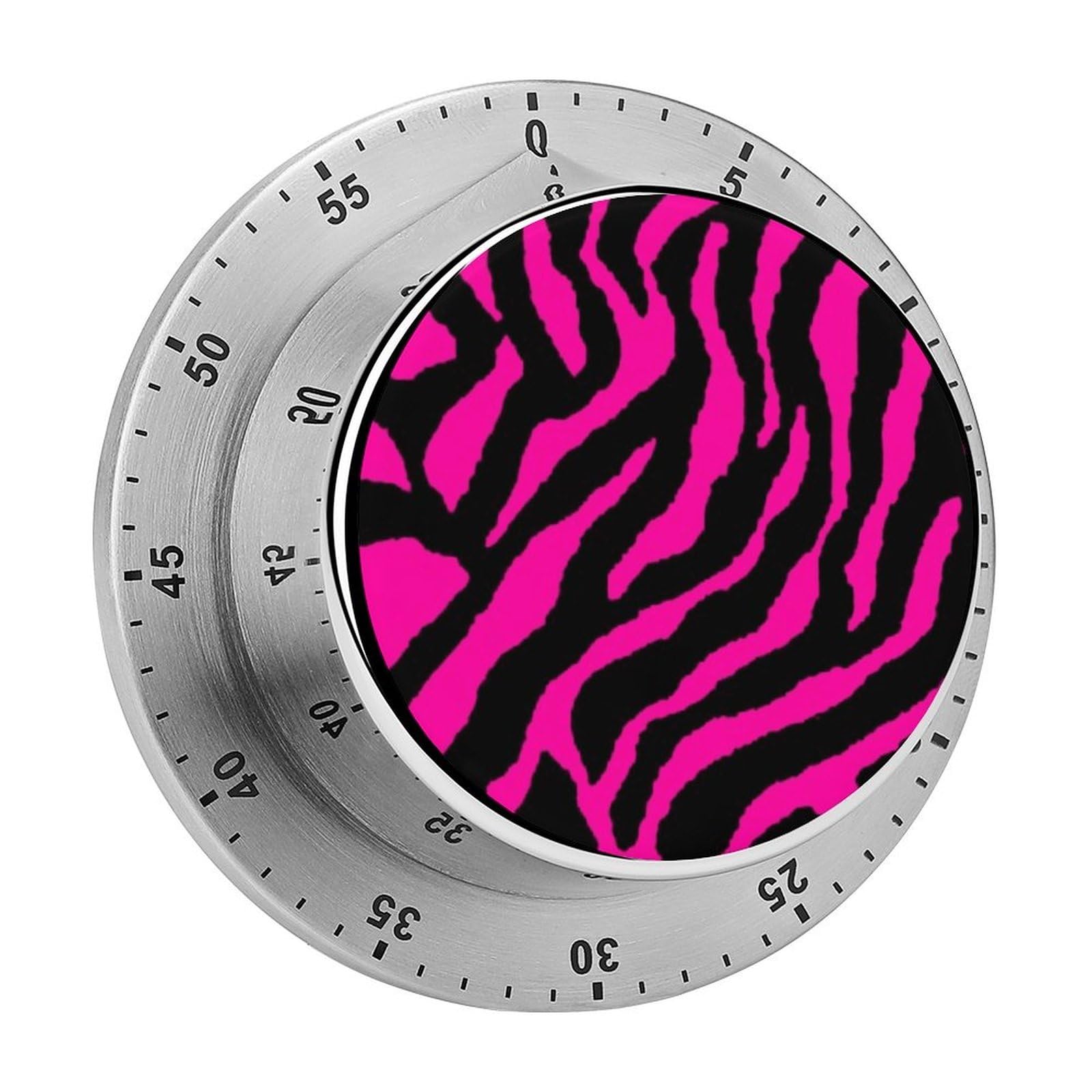 Pink Black Zebra Circular Rotating Timer, Suitable for Kitchen and Bedroom