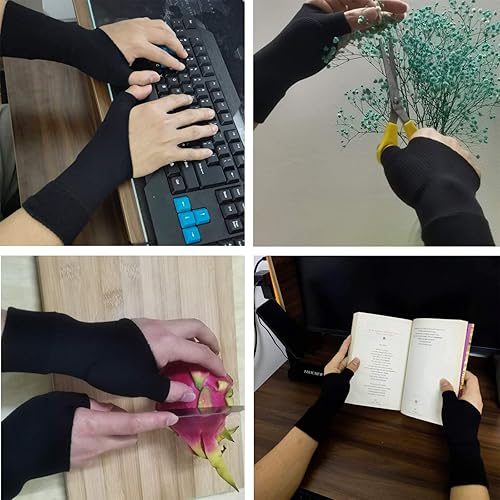 Miniatura 5 de Guantes de compresión para la artritis del pulgar 1 par soporte de muñeca transpirable guantes sin dedos con almohadillas de gel para lesiones en el