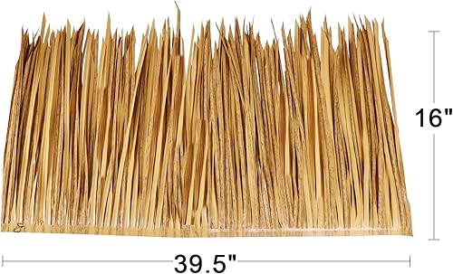 Vista 2 de 39.5" Tiki Straw Roof Thatch-Mexican Style Artificial Palm Thatch Rolls, Tiki Bar Hut Grass Duck Boat Blinds Grass Runner Rolls Palapa Thatch