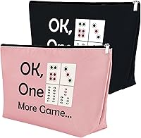 Vista 13 de Mxrymvu Mahjong Lovers Gift for Women Makeup Bag Mahjong Player Gifts for Friend Grandma, 2 piezas beige., Chino