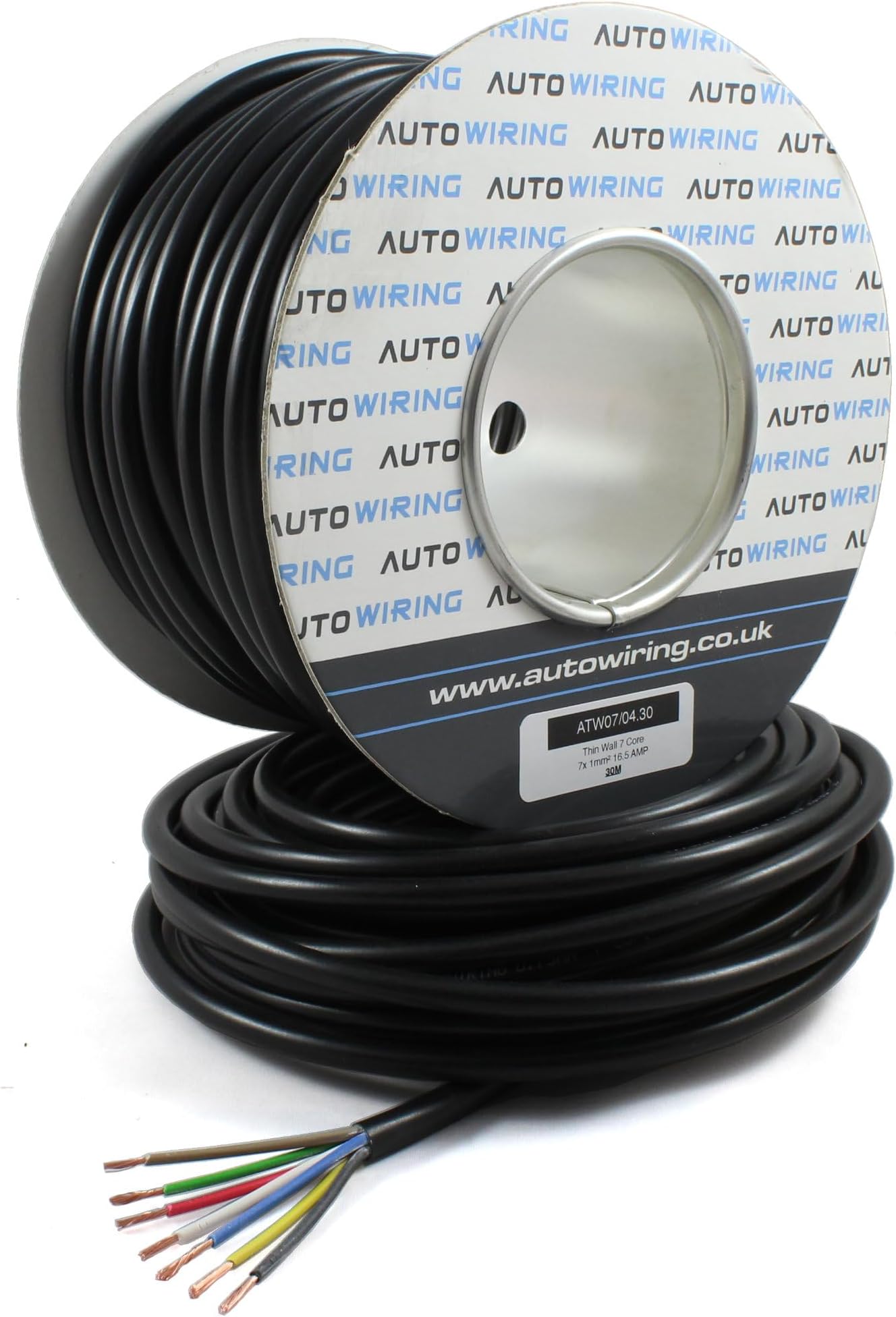 Automotive 7 Core Cable 12v 24v Trailer Caravan Wire (16.5 AMP Rated 1mm²) 5/10/30/50/100 Metre (10 Metre Coil)
