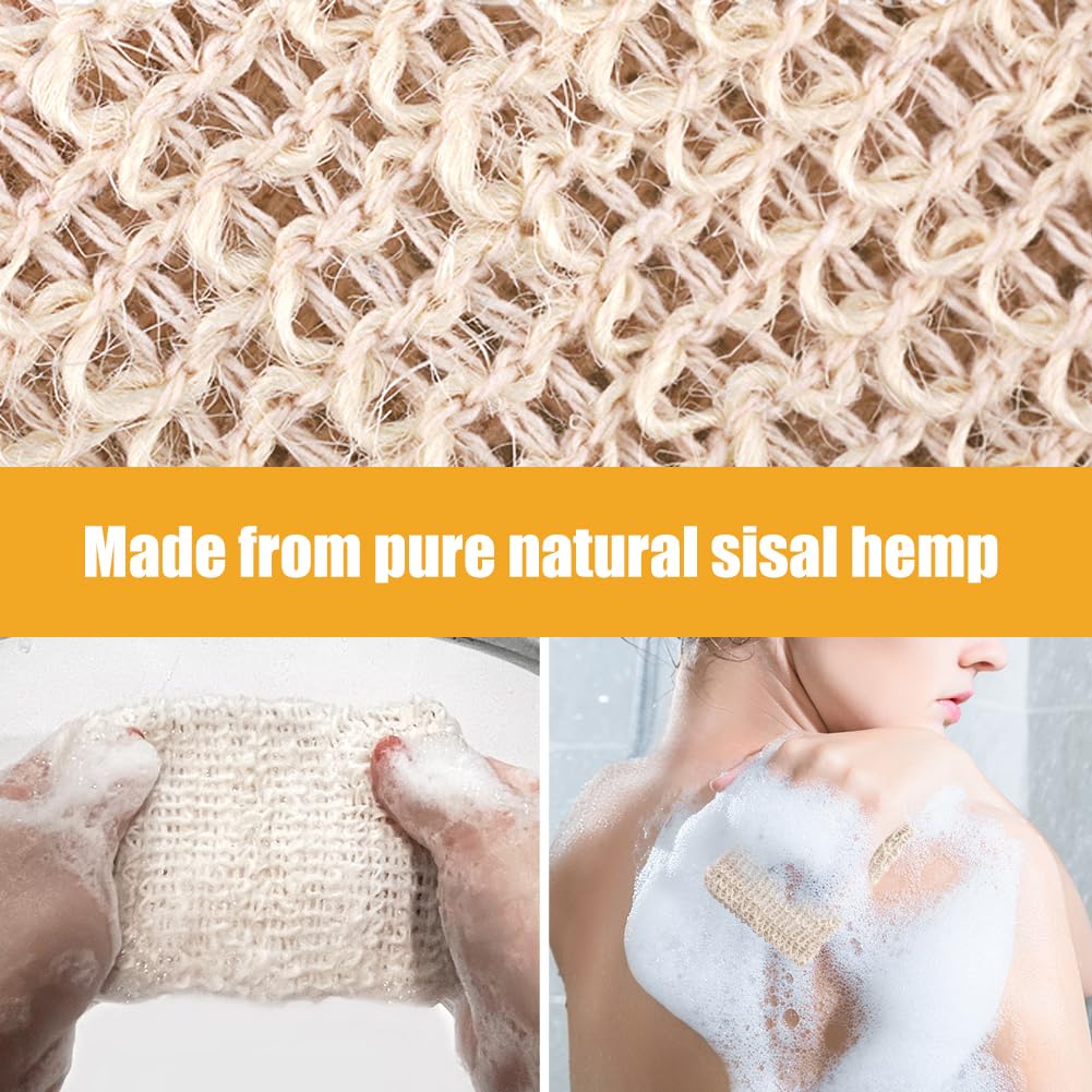 MAEXUS 6 Stück Sisal Seifentaschen – Naturmaterial Mit Kordelzug, Für Feste Seife & Shampoo