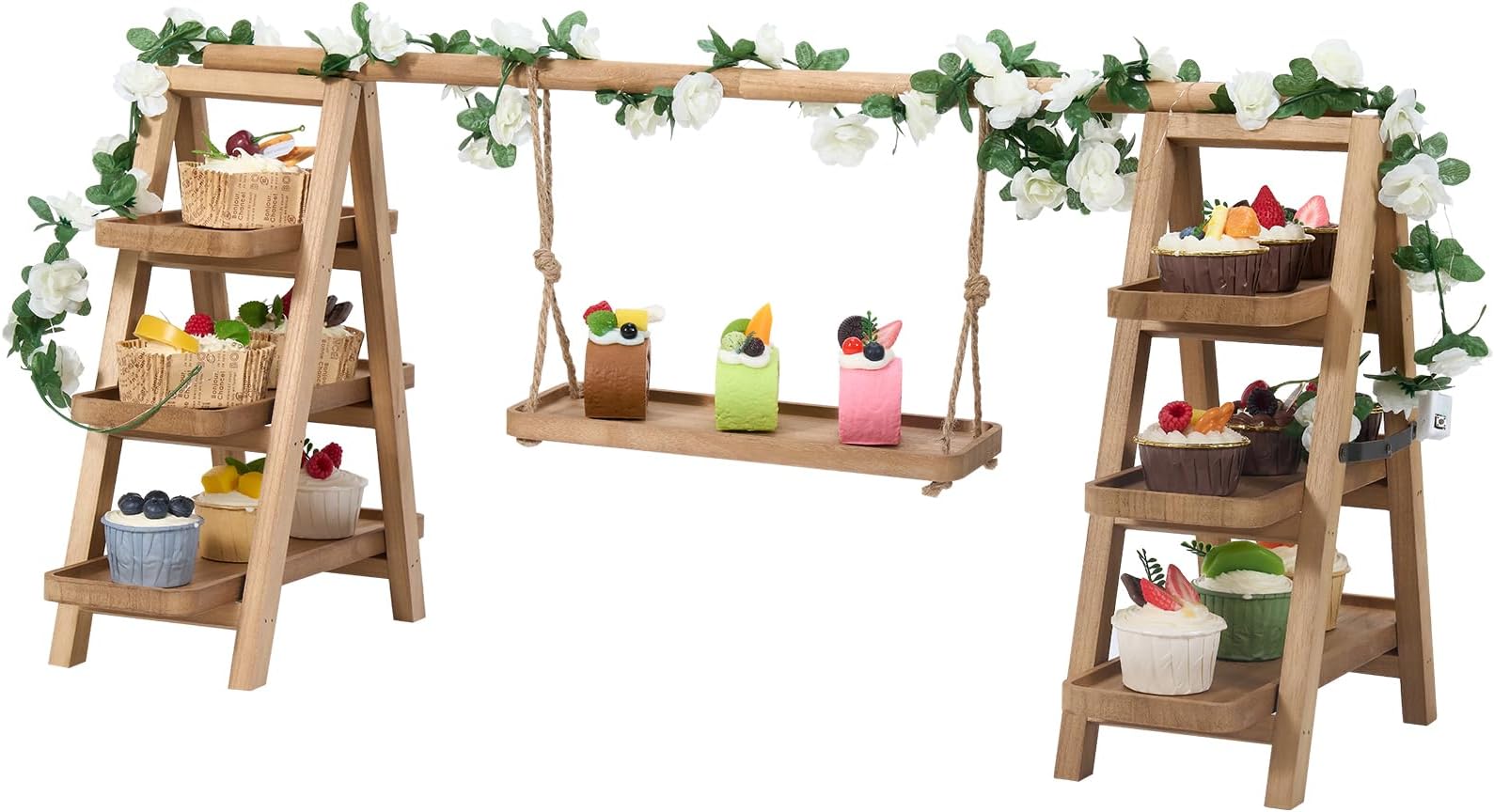 Wooden Dessert Table Display Set With 4 Tier Wood Cupcake Stand - View #9