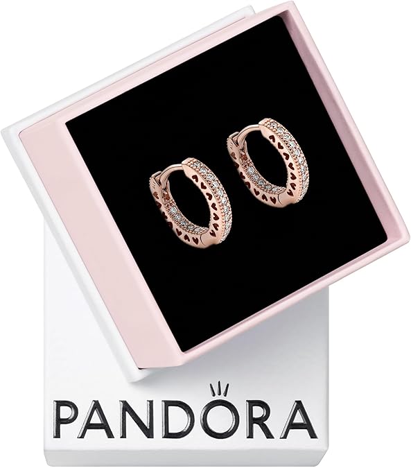 PANDORA - Signature Pavé Heart Hoop Earrings
