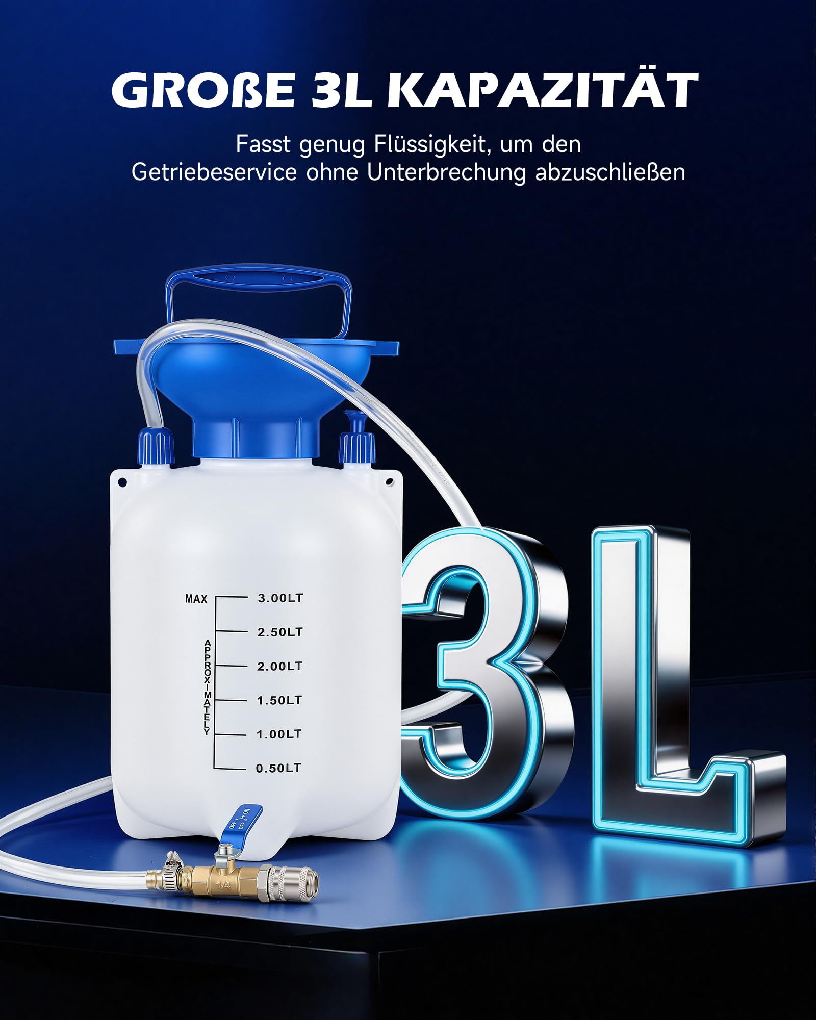 Orion Motor Tech Getriebeölpumpe 3L, Manuelle Transferpumpe mit 12 ATF-Adaptern, Getriebeöl-Einfüllgerät für PKW LKW und SUV
