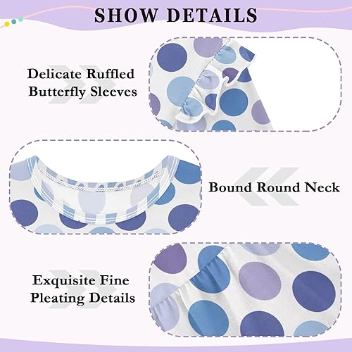 Blue Dots Girls' and Toddler Ruffle Long Sleeve Shirt Girls Cotton Tee Tops 18M-5T(5T)