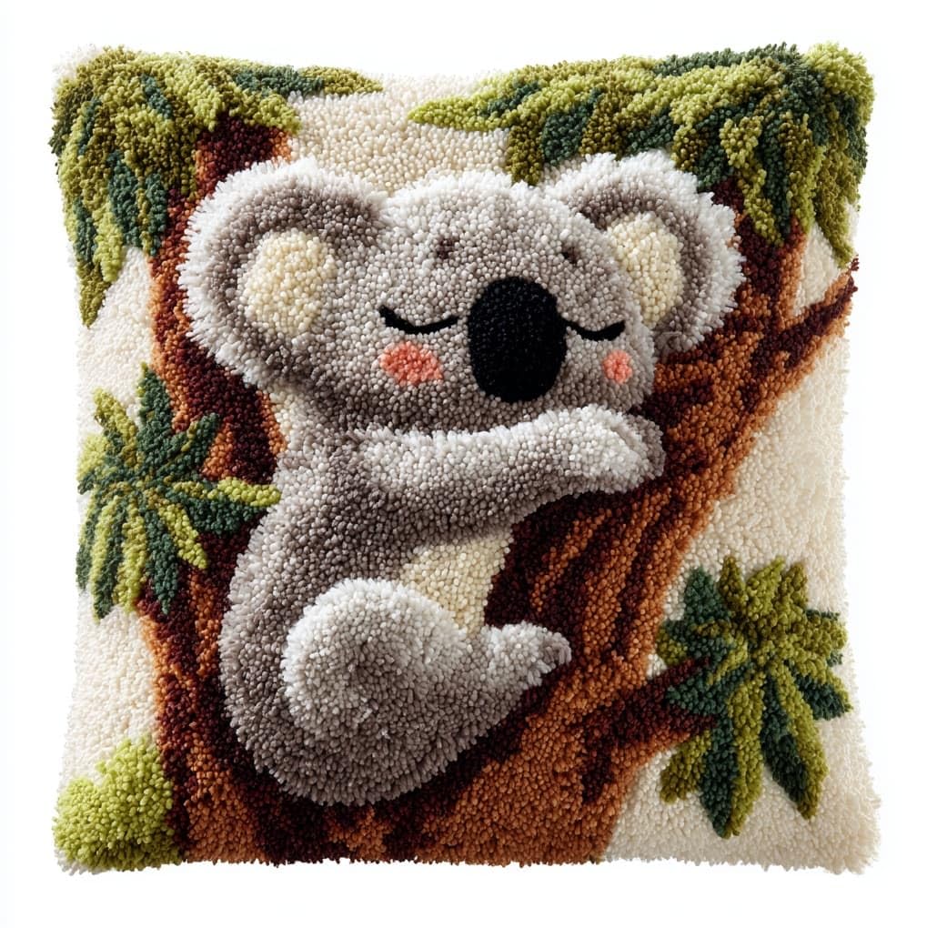 WallustrioaW Latch Hook Pillowcase Kits 17x17in,Koala Animals