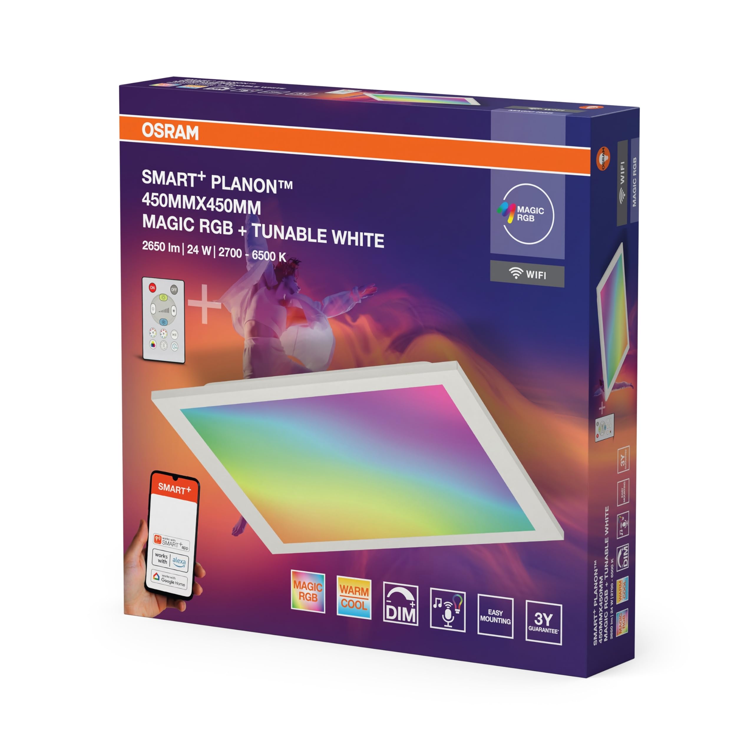 Osram SMART+ WIFI Magic Panelleuchte 24W, 2400lm, weiß | Smart+ Wifi Planon Magic, Party Lighting Special and Mood Light, Weiß, 30000 h, 1-Pack