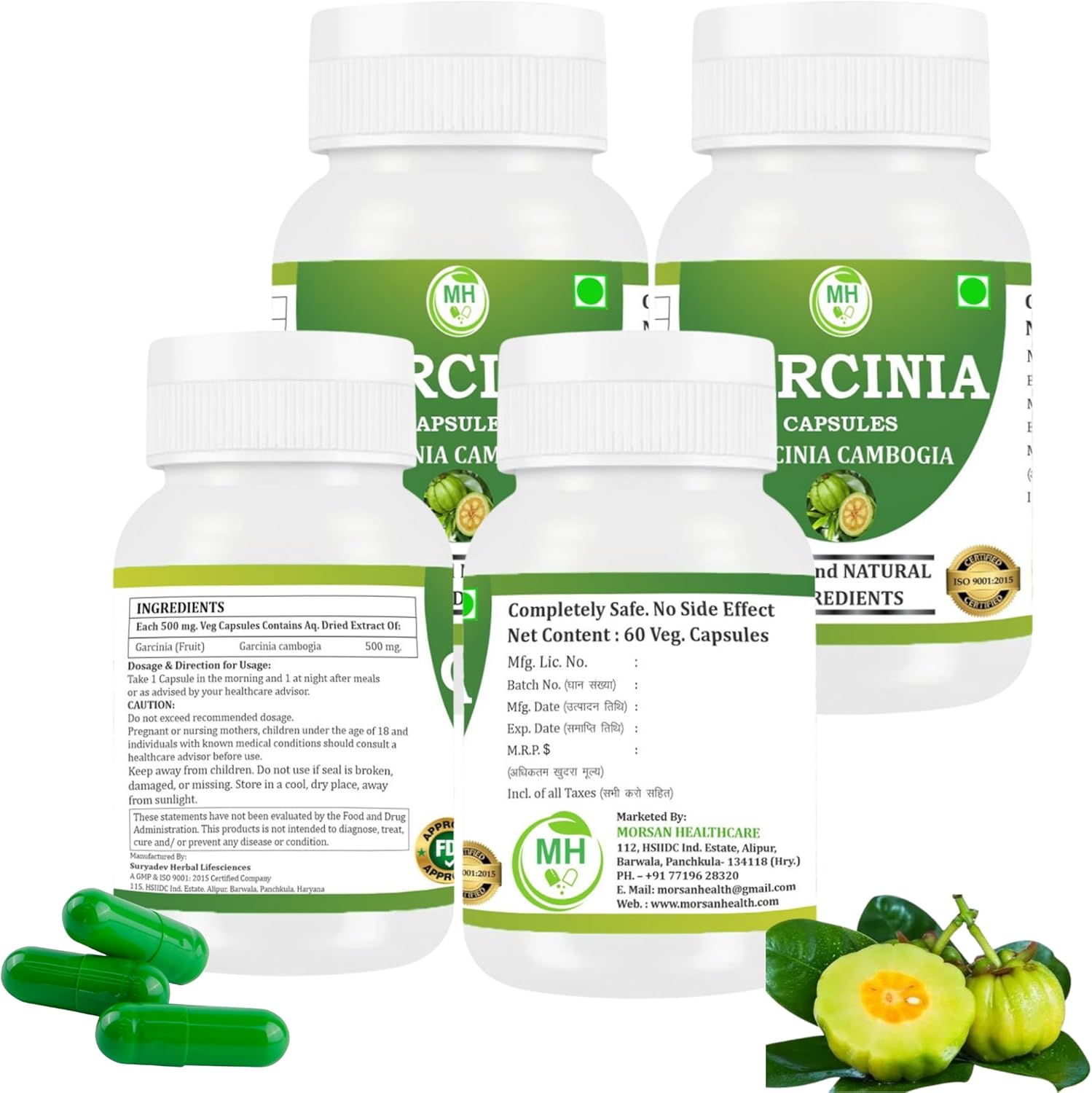 Garcinia Cambogia Capsules 500 mg (9:1 Extract) – 240 Veg Capsules | for Men & Women | Plant-Based Herbal Supplement | Vegan & Gluten-Free (Pack of 4)