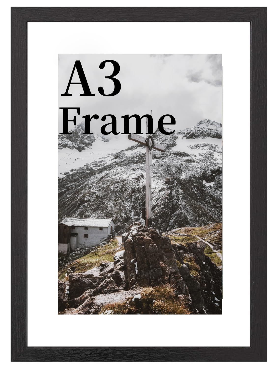 COMPOLICY A3 Picture Frame,frames black wooden,Clear Acrylic Glass 29.7x42cm photos Wall Mount,a3 picture frames black with snap frame