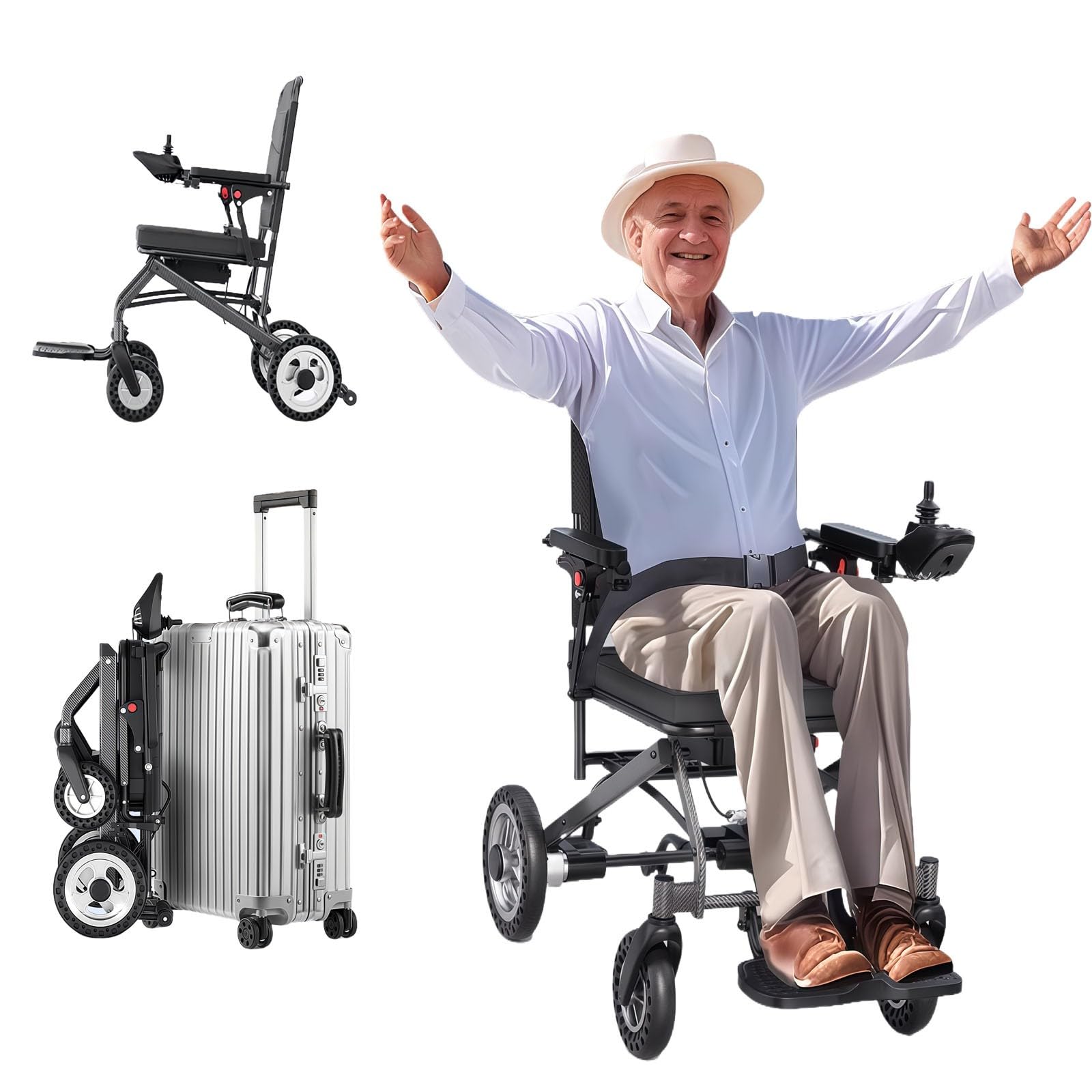 Ultralekki elektryczny wózek inwalidzki, składany, przenośny wózek inwalidzki dla osób starszych, pojazd elektryczny, inteligentny skuter, aluminiowa rama, ultralekki 16 kg