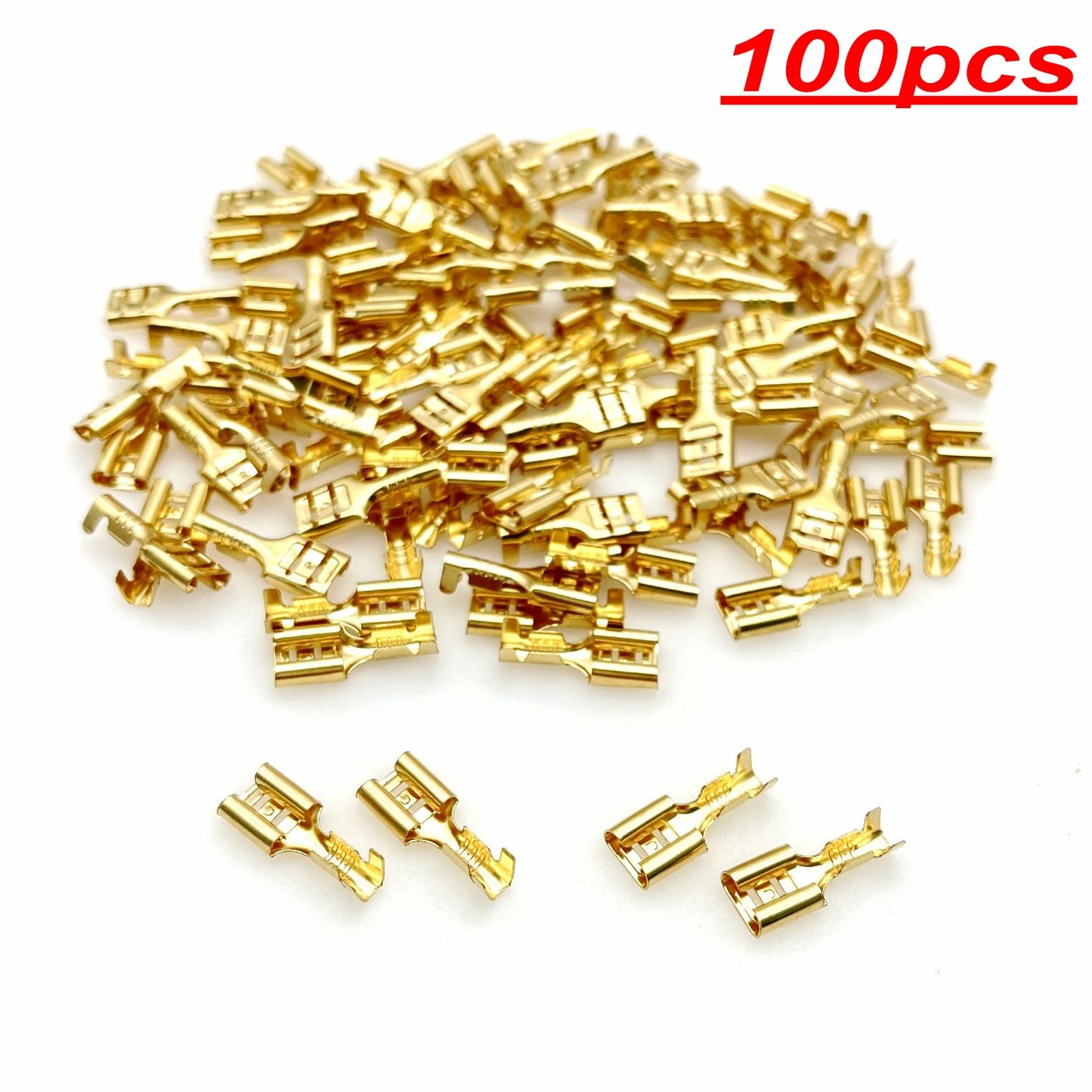 JZK 100 piezas 6,3 mm hembra terminales de engarzado de pala conectores de empalme rápido terminales de pala de engarzado de alambre