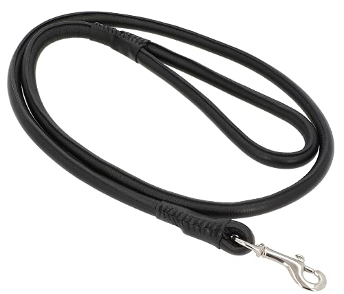 Gusti Abelard - Correa de piel para perro (150 cm, con mosquetón), color negro