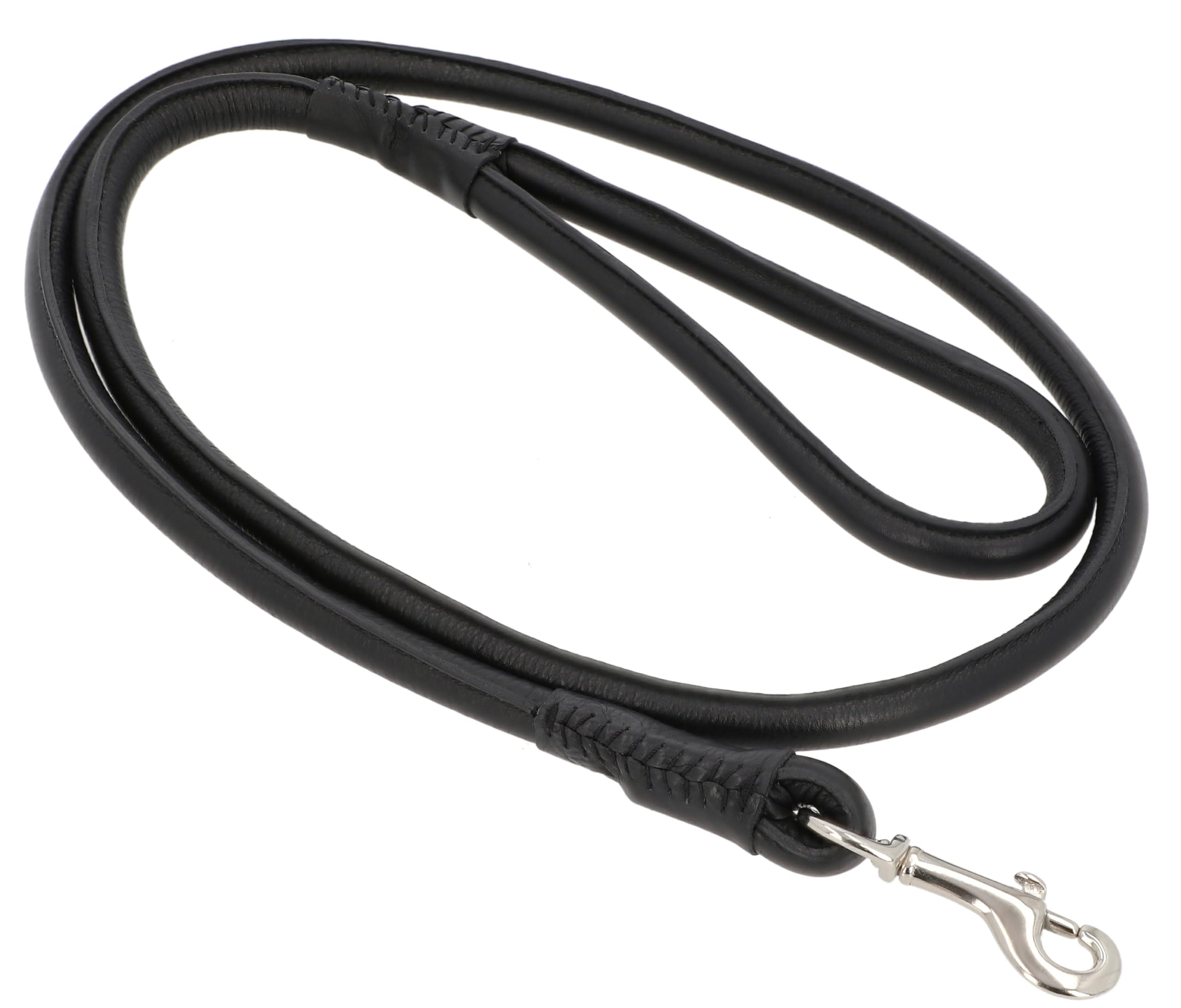 Gusti Leder Hundeleine Abelard - Robuste Lederleine Hundeleine mit Karabiner 150 cm schwarz Leder