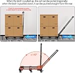 Chariot pliant à main Dolly, Chariot à pliage lourd avec 6 Roues et 1 Rubans élastiques pour bagages, voyages, achats