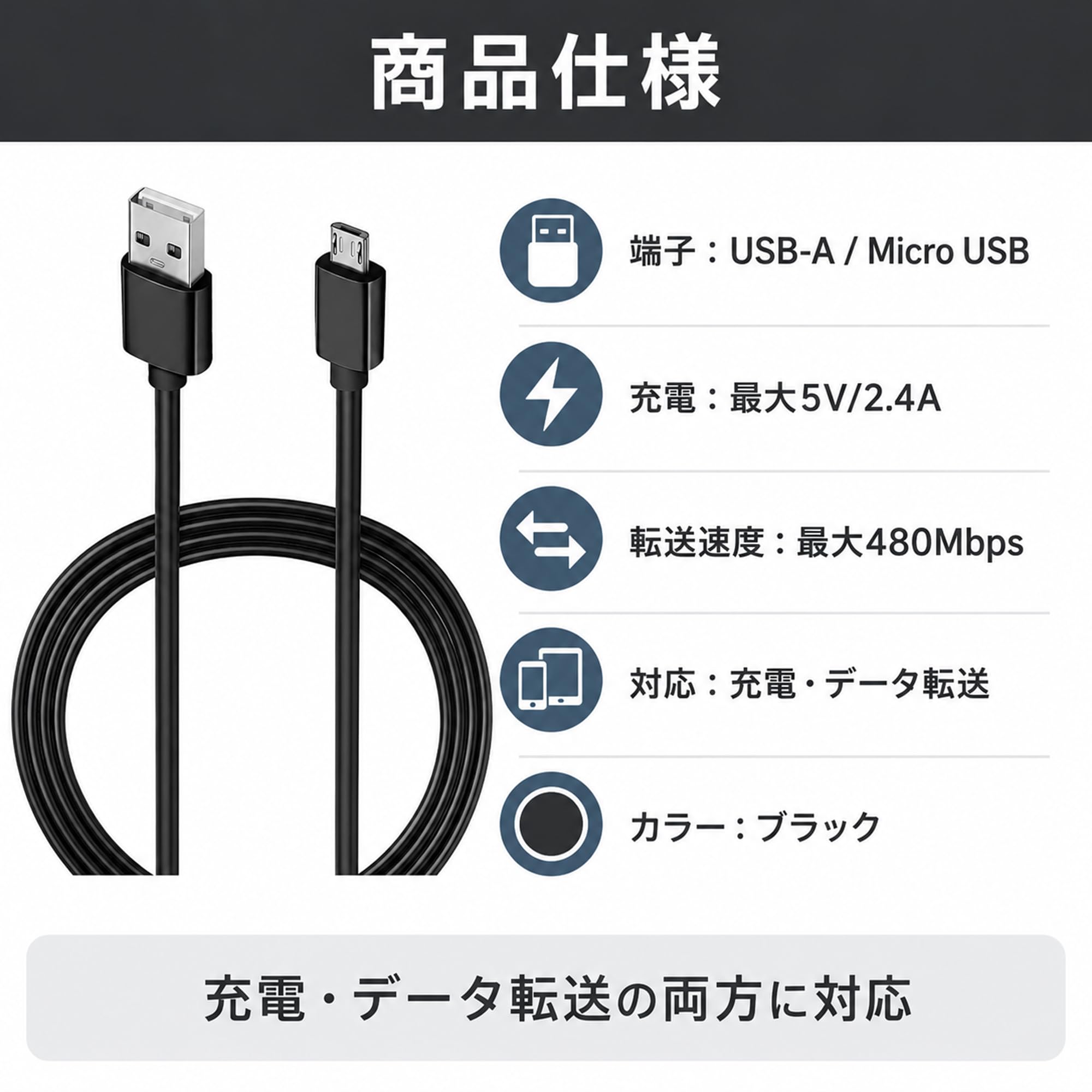 Amazon.co.jp: PS4 コントローラー 用 microUSB充電/データケーブル 1m