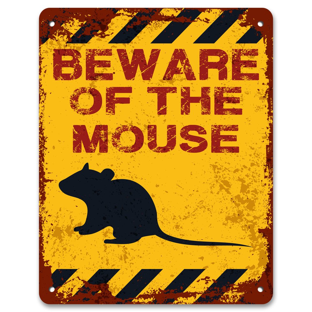 Print Crafted - Beware Of The Mouse | Vintage Metal Garden Yard Warning Sign