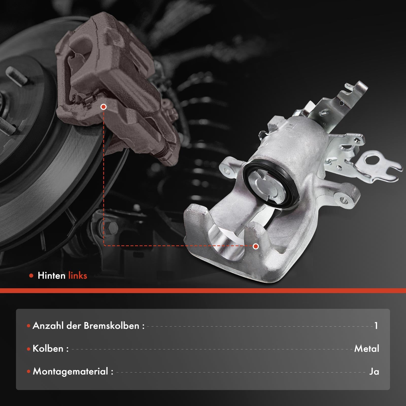 Frankberg 1x Brake Caliper Rear Left Compatible with Caddy MK III 