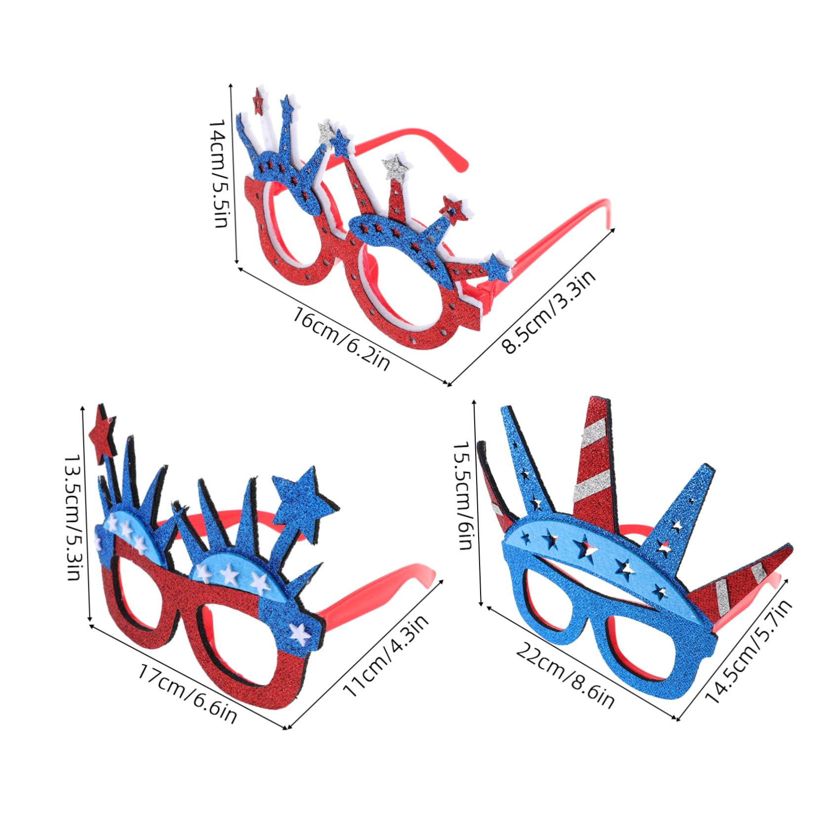 Beavorty 3Pcs Patriotic Sunglasses for Independence Day Fun American Flag Eyewear for Adults for July Celebrations and Party Favors Lightweight and Comfortable Party