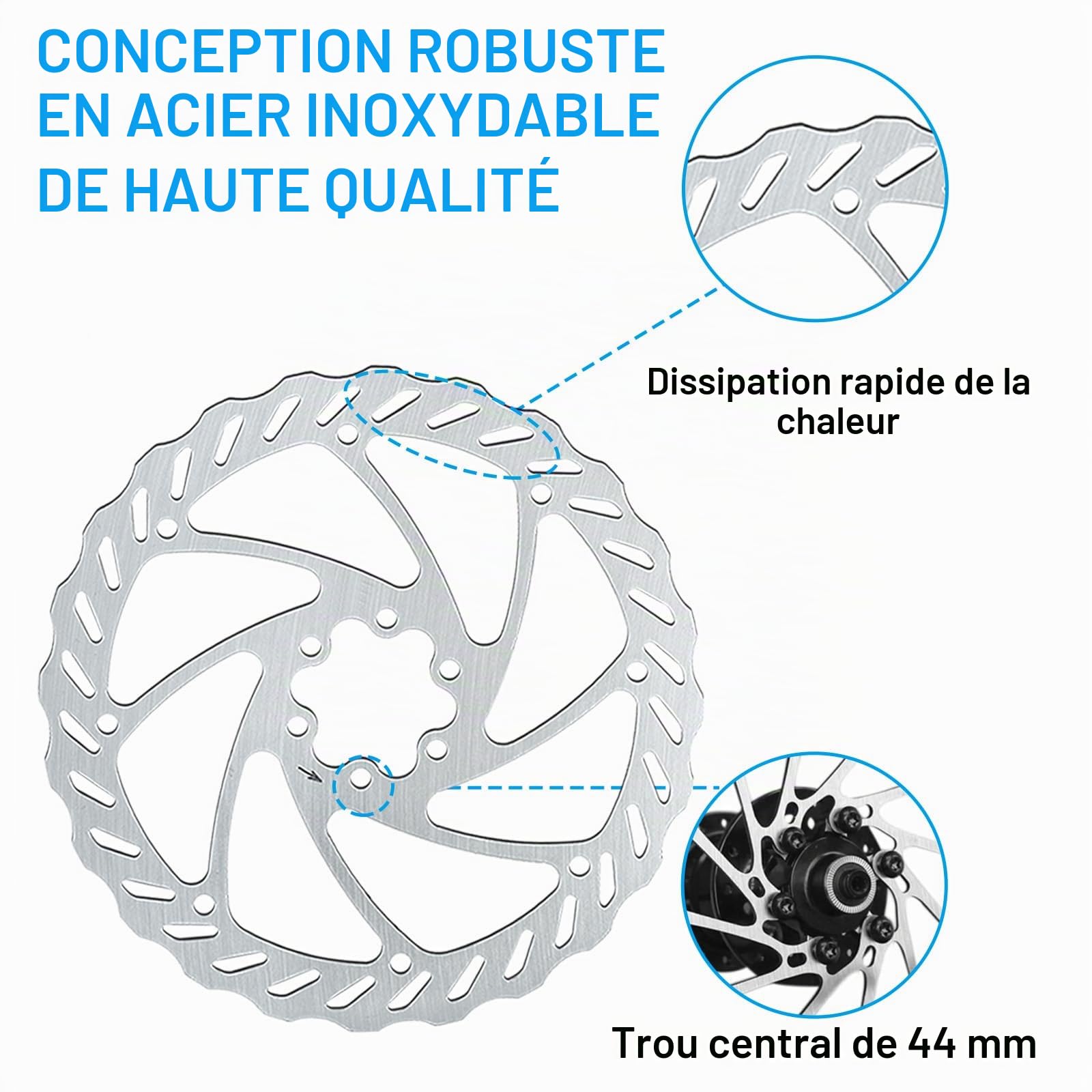 Disque de Frein Avant/Arrière pour Vélo – 203mm Rotors de Frein à Disque pour Vélo avec Boulons – Compatible avec VTT, Vélos de Route