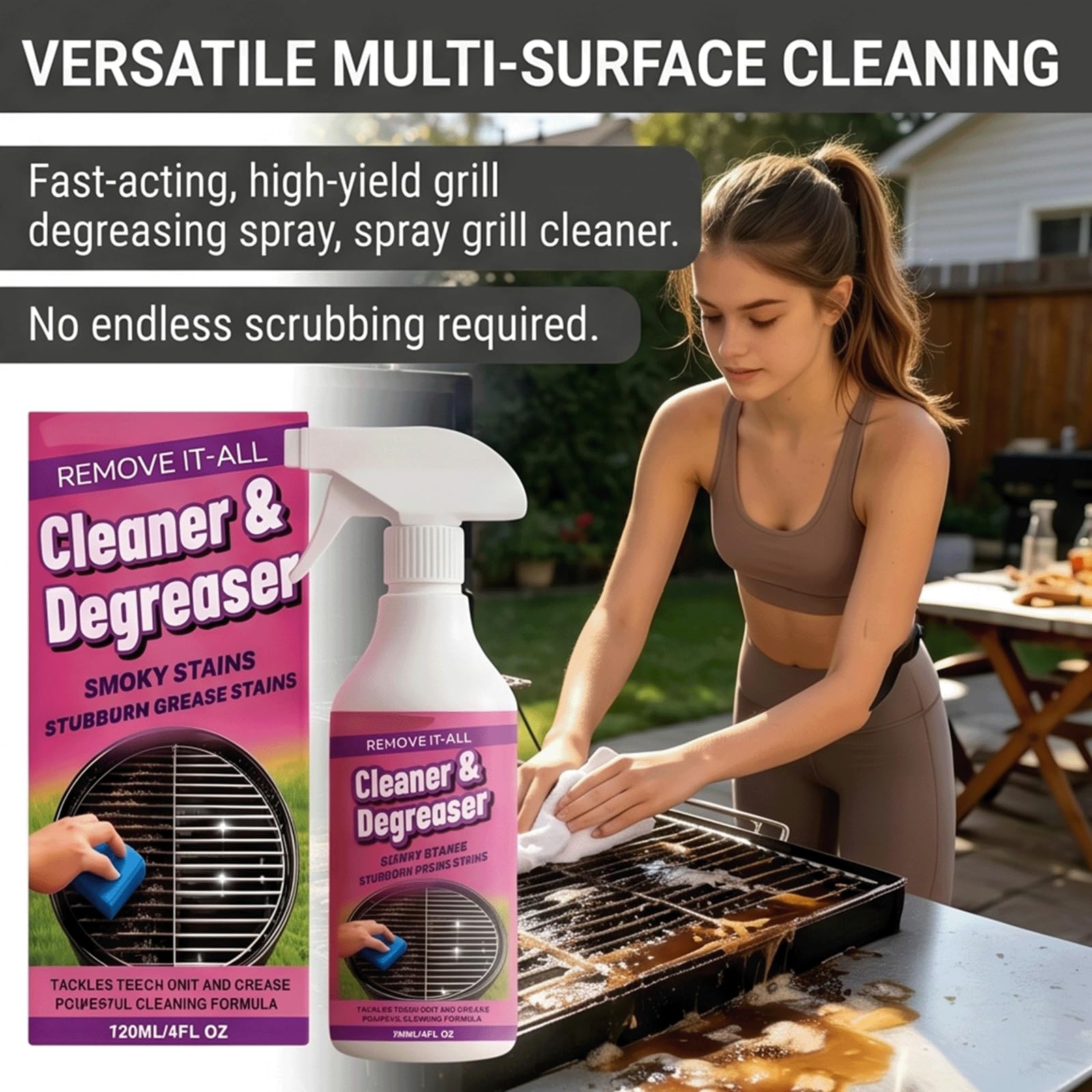 Szybko działający, wytrzymały spray do odtłuszczania grilla, wytrzymały środek do czyszczenia grilla BBQ, profesjonalnie wytrzymały BBQ Reiniger & Degreaser gril Cleaner Heavy Duty Spray (5 szt)