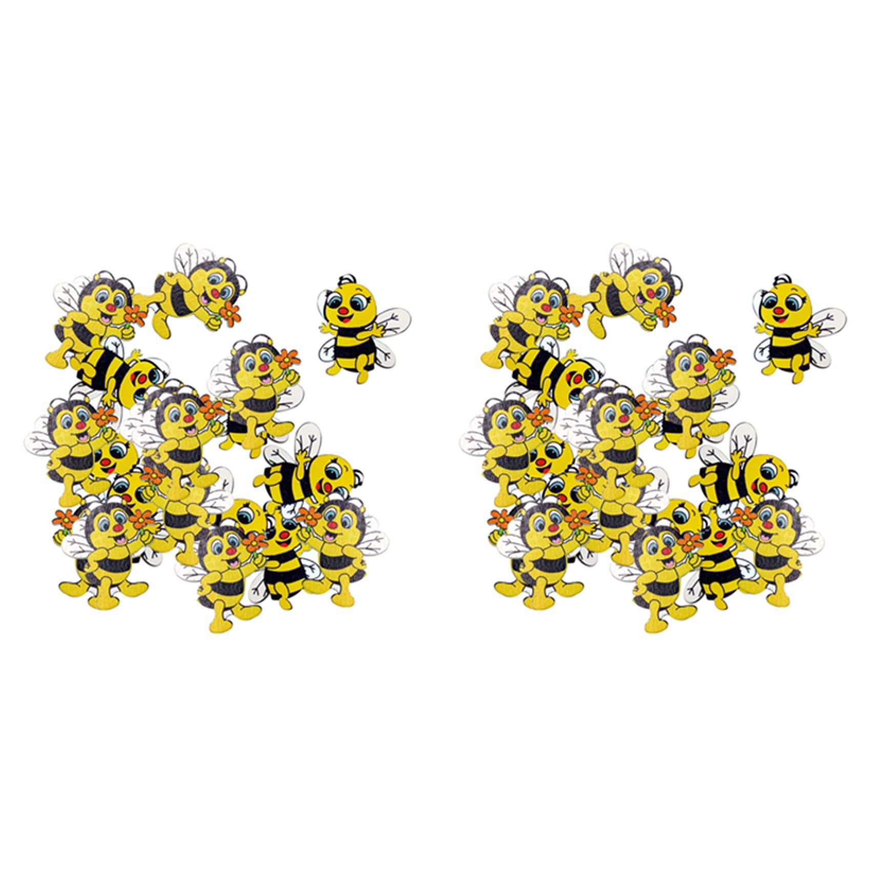 Hndhbfgrt New 40 Pieces Wood Shapes Bee Embellishments for Scrapbooking Crafts Decorative Buttons Flatback Card Making Decoration