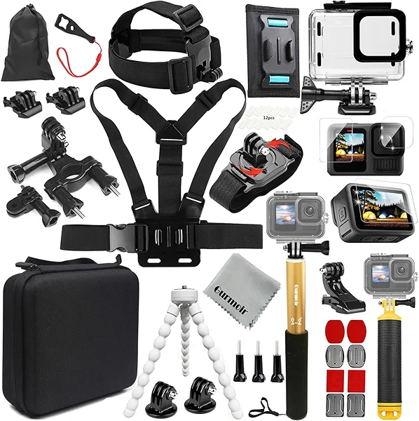 Gurmoir Accessory Kit for Gopro Hero 13 12 11 10 9 Camera, Essential Accessories Kit with Waterproof Case Backpack Strap Floating Grip Bundle Pack for Gopro 13 12 11 10 9 Camera(DT16)