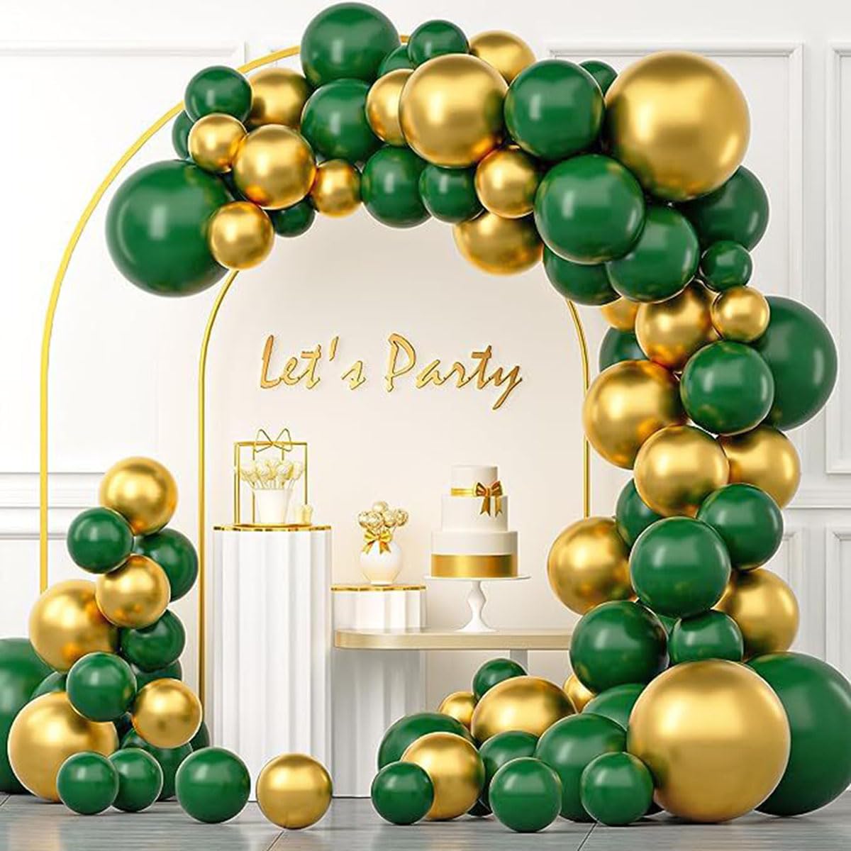 Yamibobo Green and Gold Balloon Garland Kit Christmas Balloon Decoration, 118PCS Green Gold Balloons Garland Arch Green Party Decorations Balloons for Christmas Birthday Baby Shower Anniversary