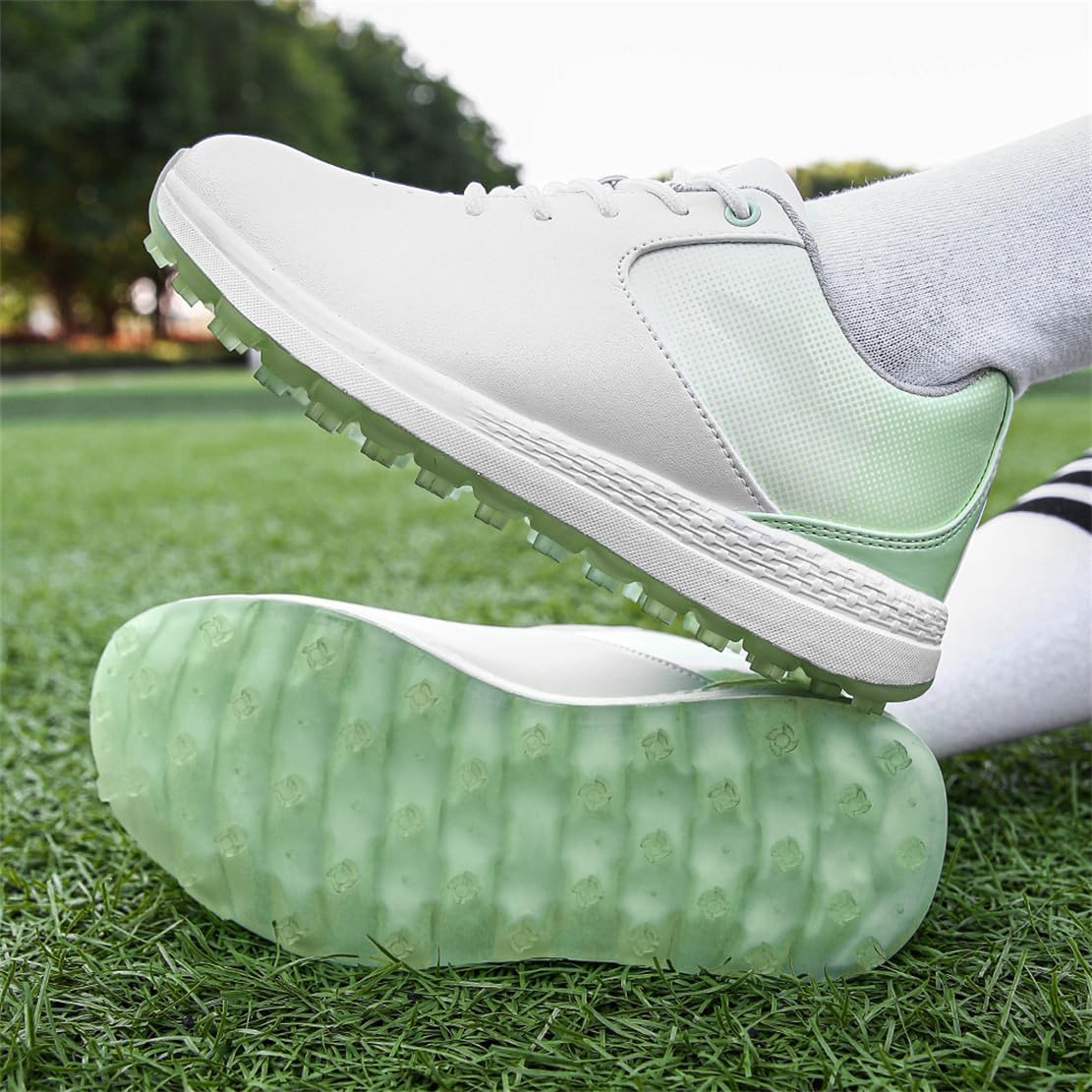 DAMANDO Women's Golf Shoes, Spikeless Golf Trainers Waterproof Breathable Golf Sneakers Lace Up Golfing Sports Shoes