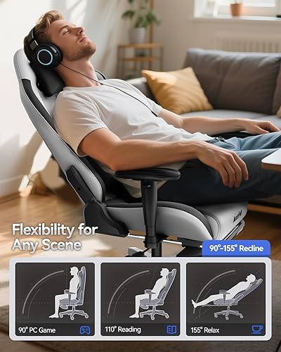 Miniatura 8 de AutoFull C3 Silla Gaming Silla de PC con Soporte Lumbar Ergonómico, Estilo Racing Cuero PU Respaldo Alto Silla de Trabajo Ajustable Giratoria con