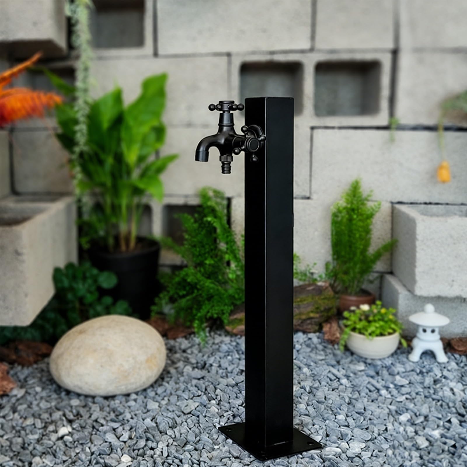 Columna de agua para exteriores con soporte de manguera de metal sólido, hidrante de jardín de acero inoxidable 304, pilar de grifo de jardín sin heladas, entrada lateral/inferior