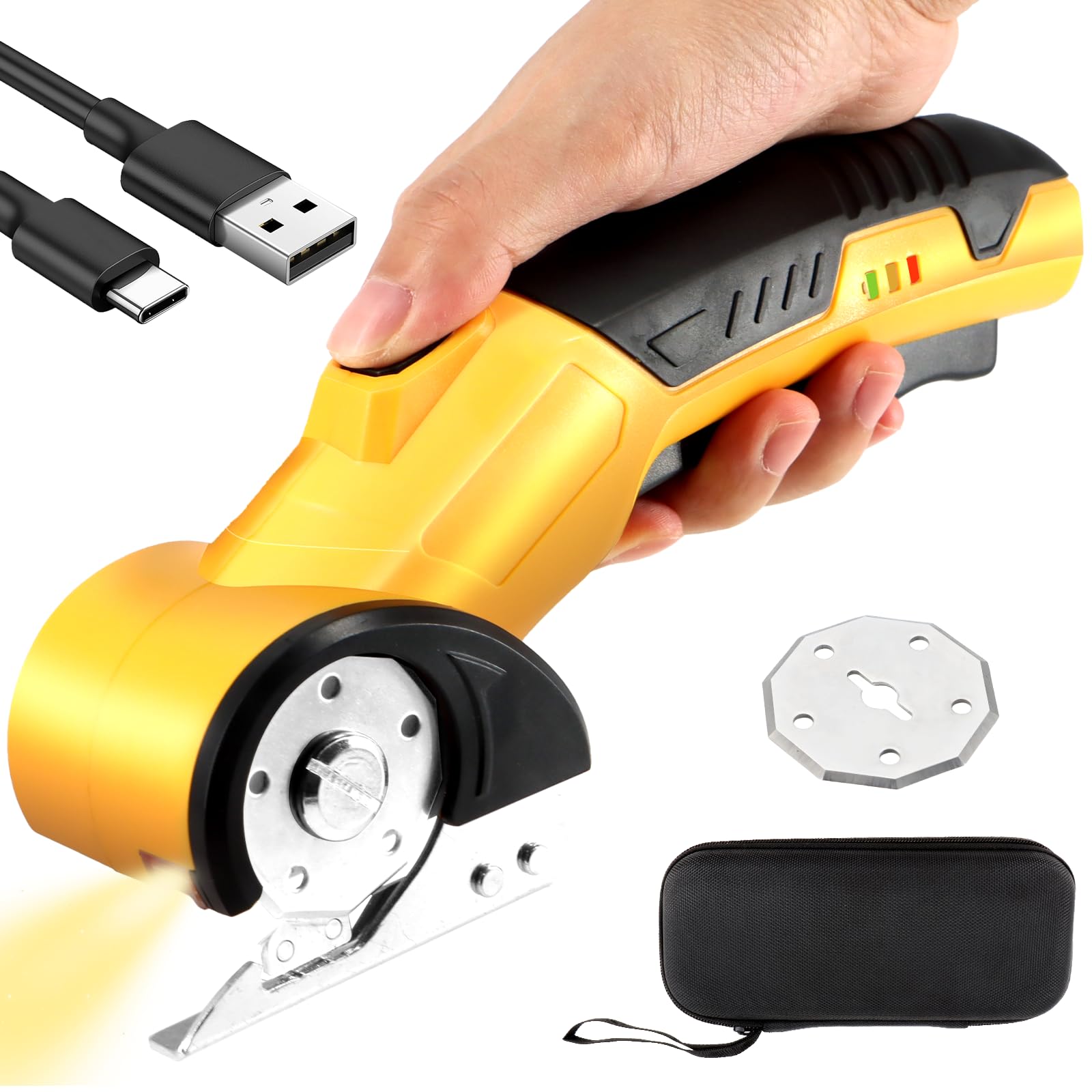 Ciseaux électriques Scettar pour cuir et carton avec batterie 1500 mAh rechargeable