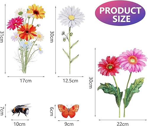 Miniatura 5 de Calcomanías de pared de flores mariposas crisantemos libélulas calcomanías de pared para despegar y pegar arte de pared extraíble de PVC para