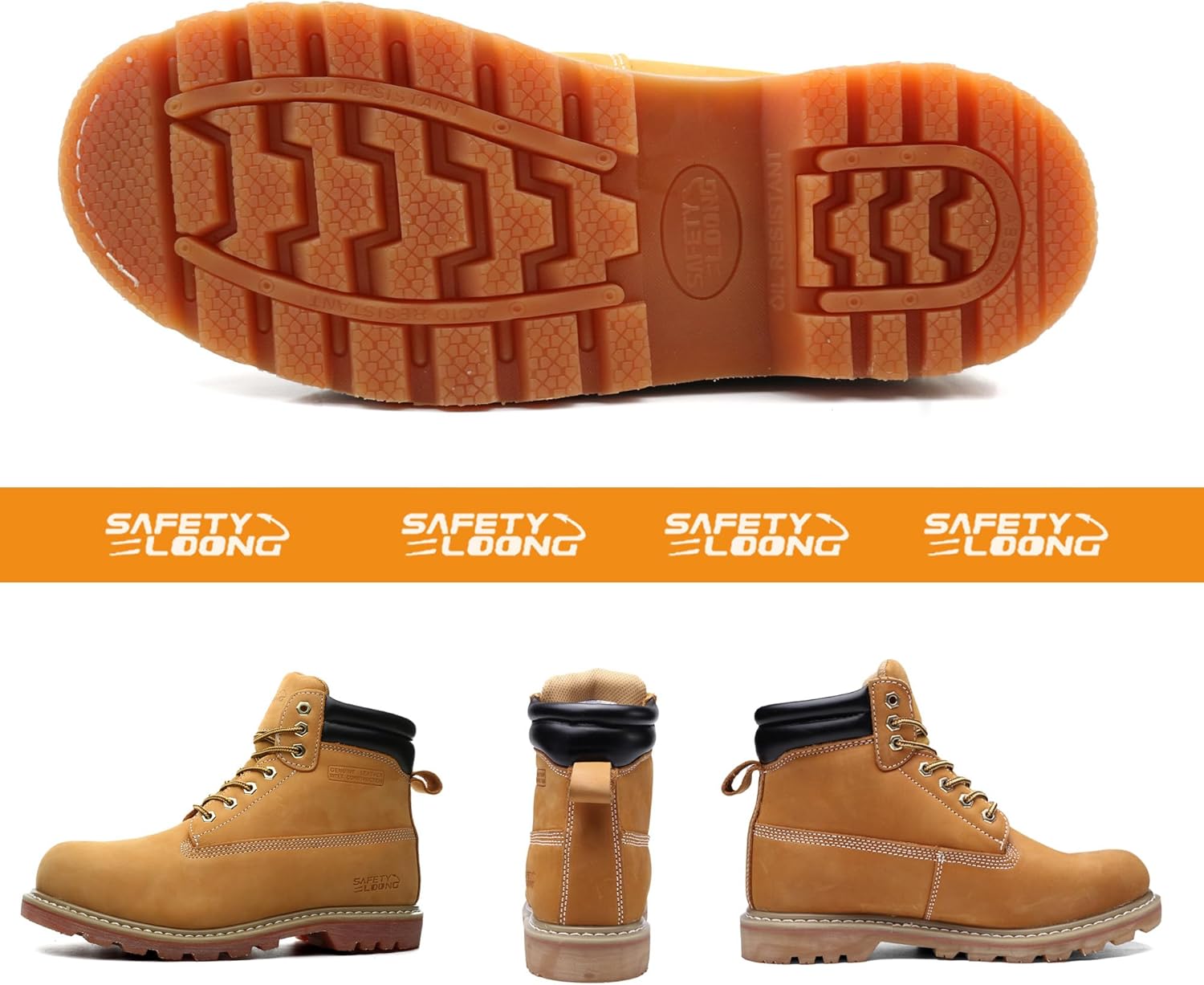 Work Boots for Men Waterproof Soft Toe Non Slip Comfortable Leather Workboots - Image 5