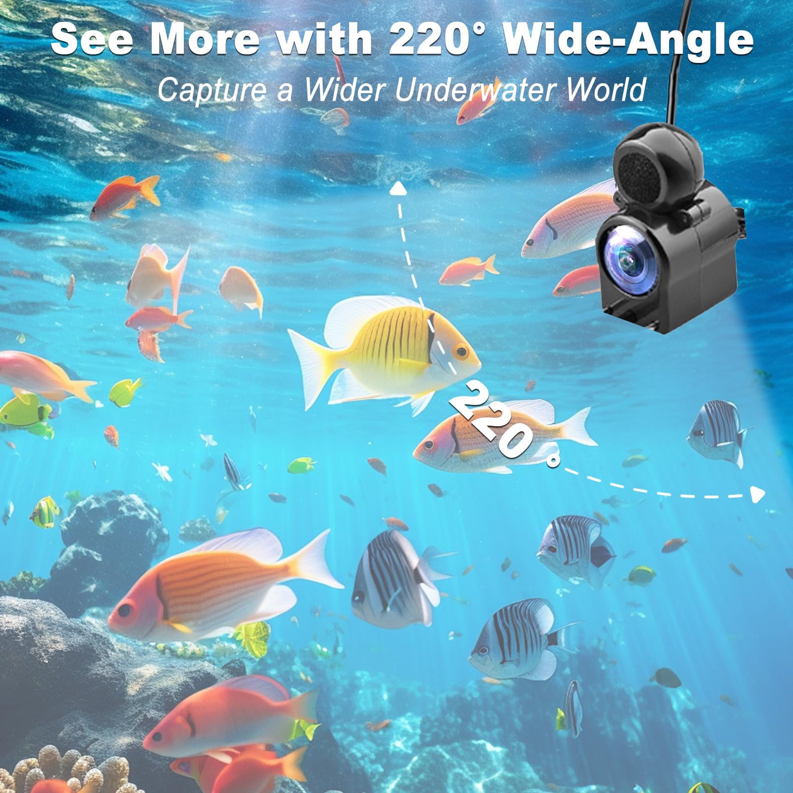 Fishfinder, Unterwasserkamera Angeln mit 220° HD Kamera, IP67 Fish Finder Kamera mit 4.3 Zoll IPS Display und 30m Kabel, Tragbarer Fishfinder für Meeresangeln Fluss Angeln Eisfischen