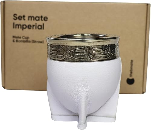 Miniatura 5 de thebmate Imperial Premium Set Yerba Mate Cup  Taza de té de cerámica hecha a mano  Envuelta en cuero hecho a mano en Uruguay  Set Mate Imperial con