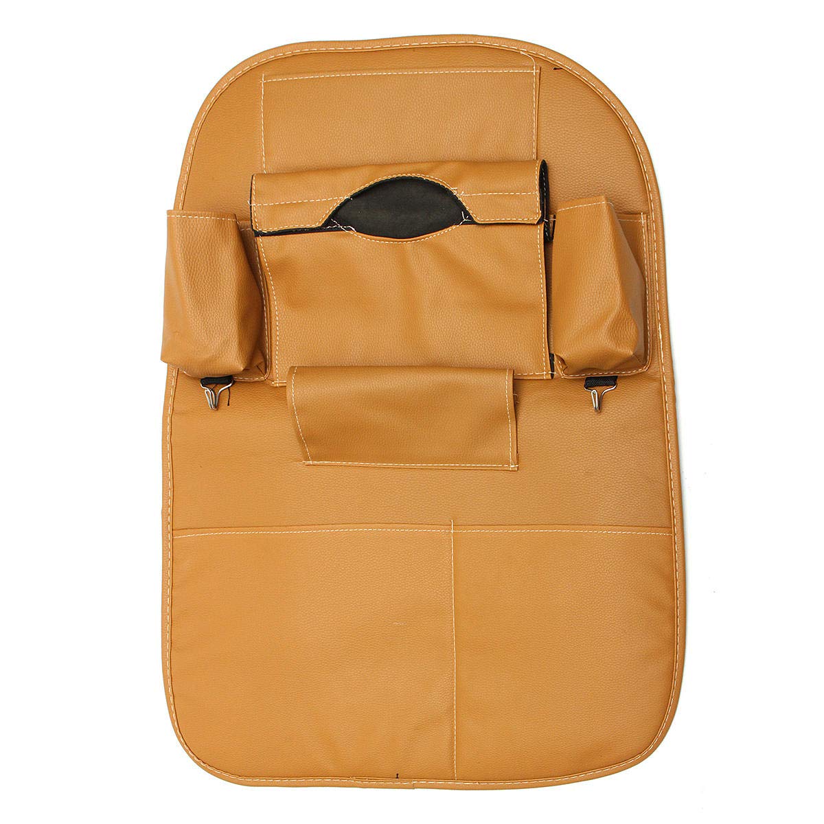 Leder Car Seat Back Storage Bag Waterproof Seat Cover Multi-Funktionalen Cup Holder Organizer-Khaki