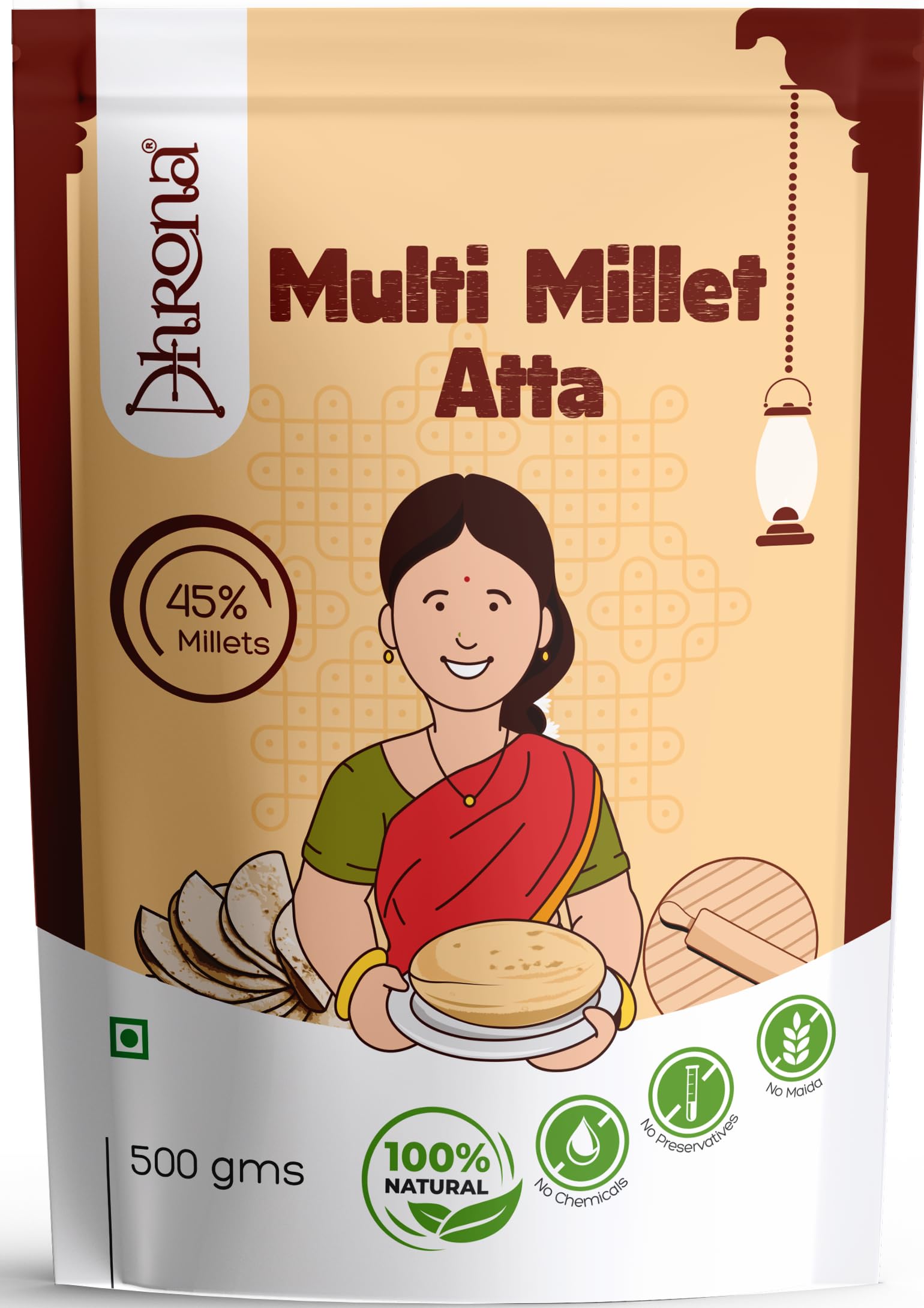Dhrona MultiMillet Atta | 45% Millets | Instant Cook | Ready to Cook | No Maida | No Chemicals & Preservatives | Atta - 500 gms (B0BMYJRLNX) Amazon Price History, Amazon Price Tracker