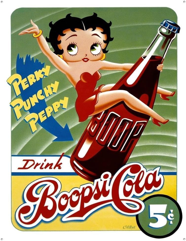 Signs 4 Fun SIG254 Betty Boopsi Cola Metal Tin Sign, Red