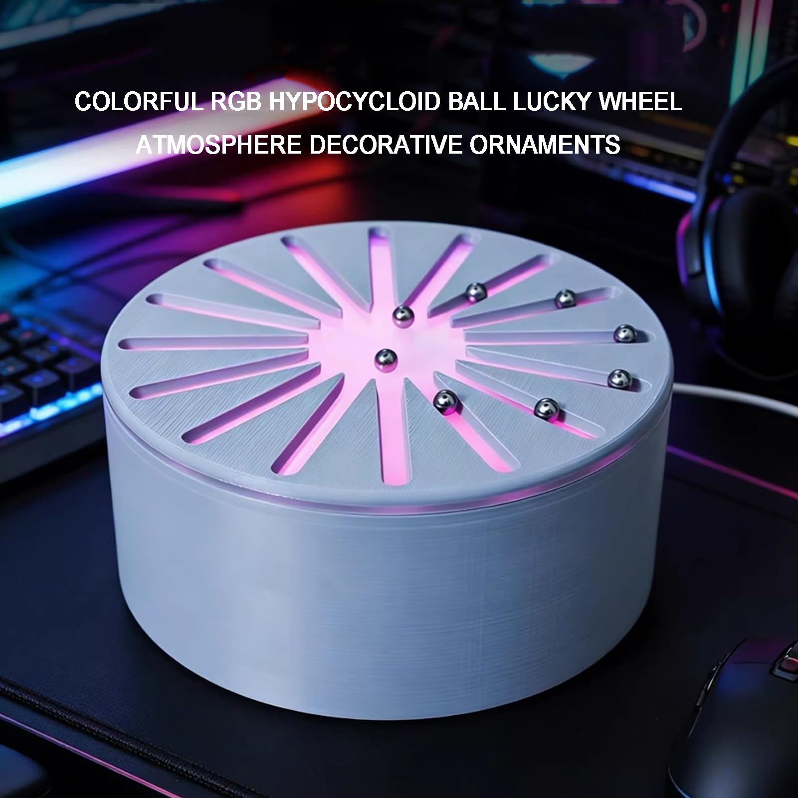 Ozdoba z kołem nagród, 14 cm, pulpit z oświetleniem RGB, regulowany kolor na imprezę, pokój gier, do użytku biurowego - zabawne akcesorium do aktywności i rozrywki